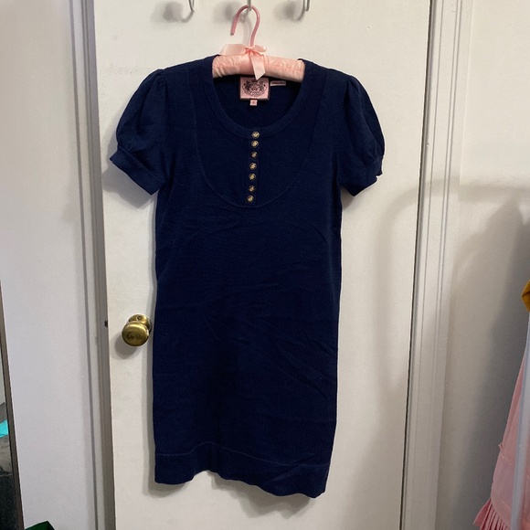 Juicy Couture Short Sleeve Navy Sweater Dress S - Picture 1 of 4